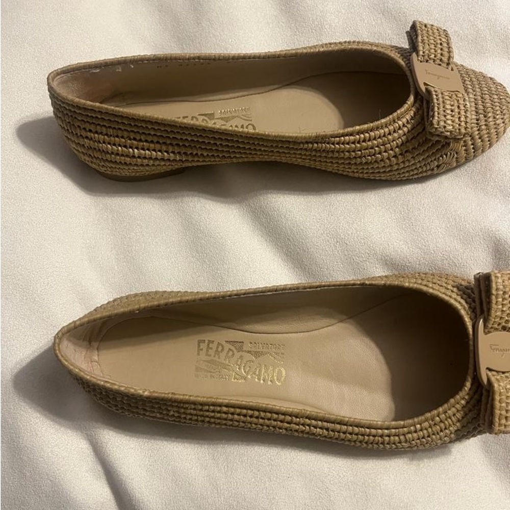 Ferragamo Flats Wooden Woven